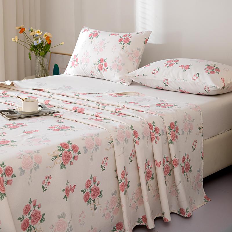 Cotton Thickened Bed Sheet Plant Flowers Printed Single Double Top King Sheets Pure Cotton Single Size Kids Bed Linen "