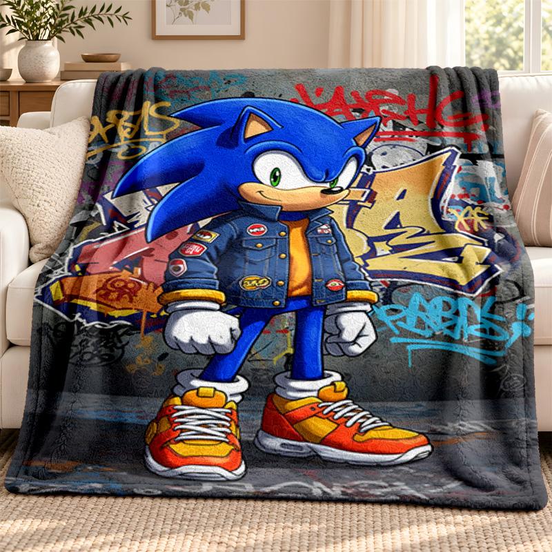 Sonic blanket Flannel Blanket Soft Cozy Plush Throw for Sofa Bed Lightweight Home Decoration Outdoor camping