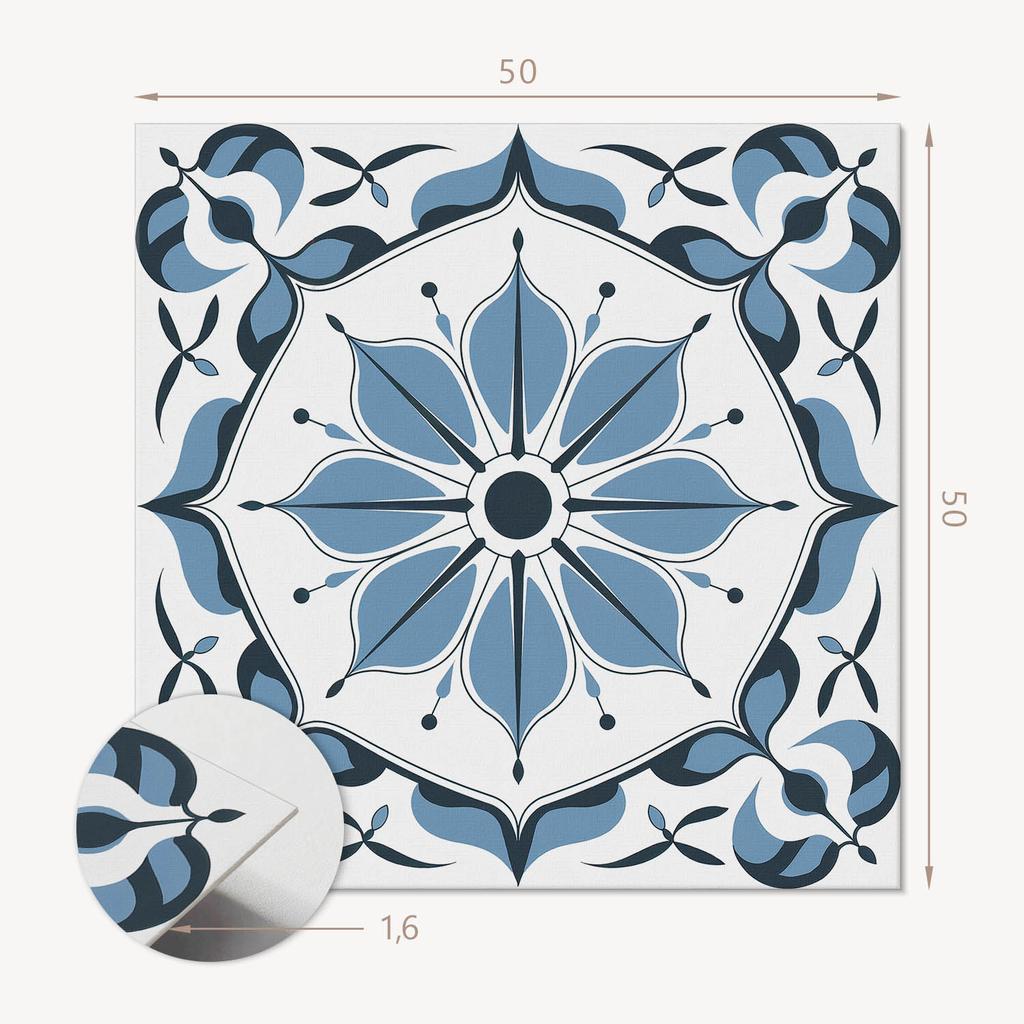 Package of PVC Tiles With Decor for Kitchen or Bathroom Floral Pattern With Details 4X50X50 Cm