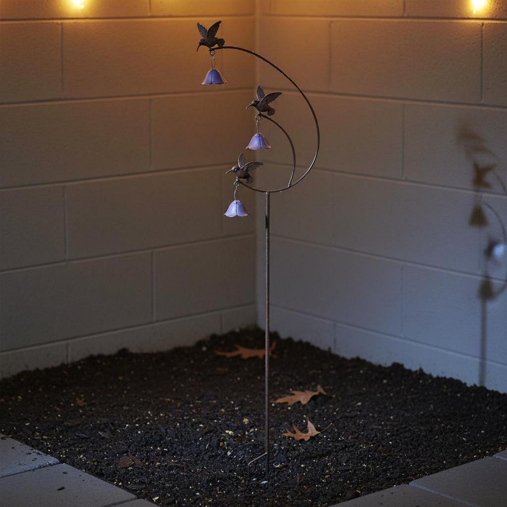 Metal Hummingbird Sculpture Outdoor Decoration Garden Stake