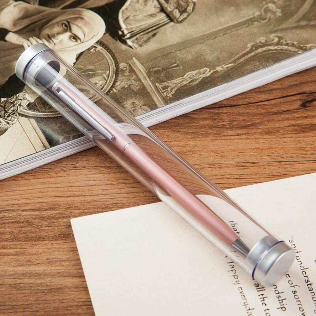 10 Pcs Transparent Acrylic Cylinder Tube Pen Cases Gift Boxes For Office School