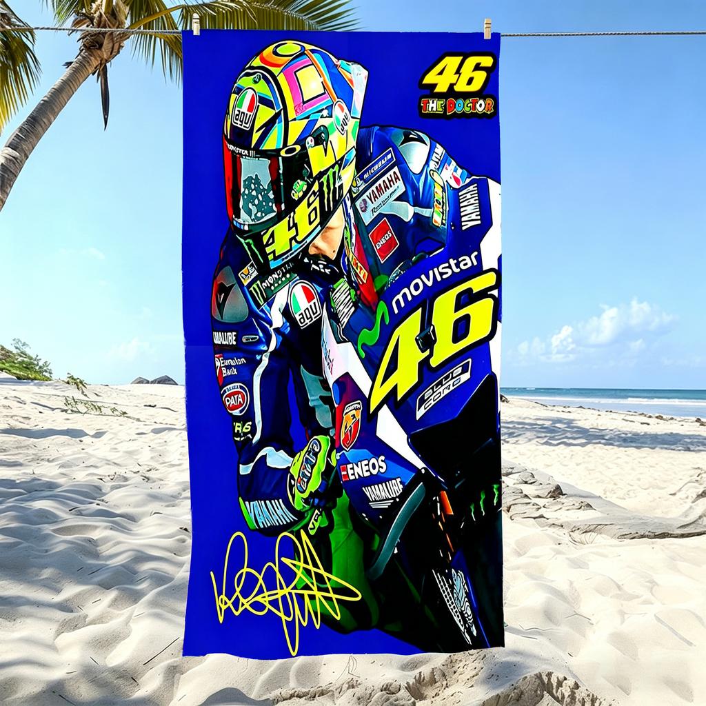 1 Stück V-Valentino R-Rossi 46 Motogp Strandtuch Mikrofaser Weich Schnelltrocknend Vr46 Racing Print Badetuch Für Fans Schwimmen Outdoor