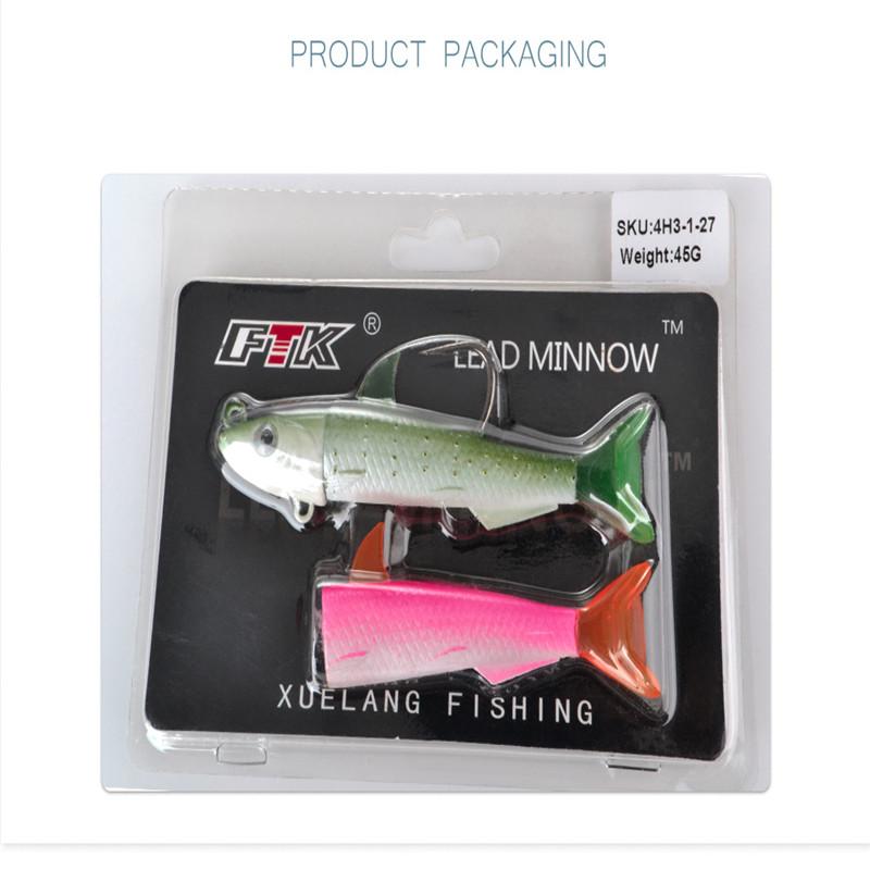 FTK Fish Type Lead Head Soft Fish 5.5cm10g 7.5cm25g 11cm 45G Road Sub-bait Crank Hook Artificial Soft Fish Bionic Bait