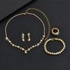 2026 Stylish Simple Bridal Accessories Gold Rhinestone Necklace Earrings Bracelet Ring Set