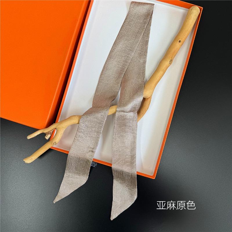 New monochrome women's decorative streamer wrapping bag ribbon solid color linen silk scarf small scarf headband scarf