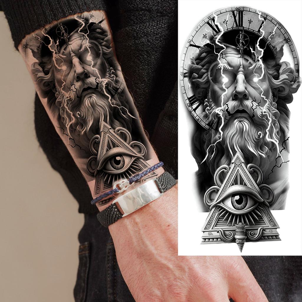 1 Sheet 3D Pirate Ship Compass Shark Temporary Tattoos For Men Women Adults, Waterproof Long Lasting Temp Fake Tattoo Stickers