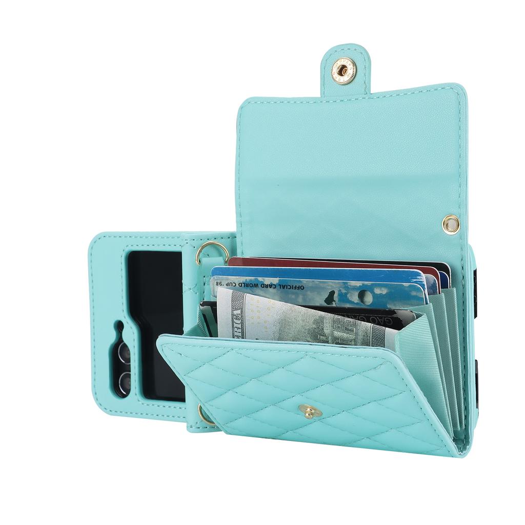 Crossbody Bag Fashion Leather Case For Samsung Galaxy Z Flip 7 FE 6 5 4 3 Flip7 Flip6 Flip5 5G Long Lanyard Wallet Card Cover
