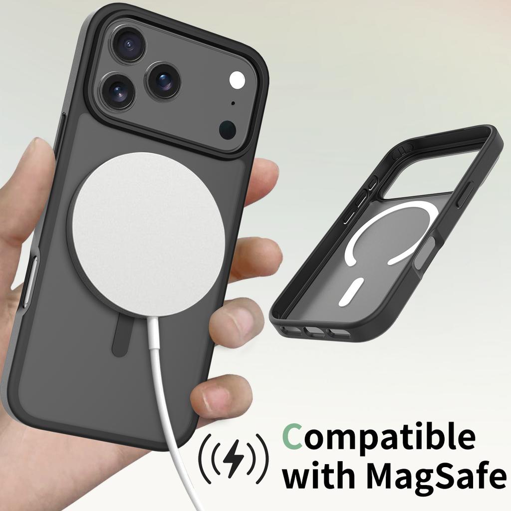 Für iPhone 17 Pro Max Hülle Kompatibel mit MagSafe TPU Rahmen Acryl Rückseite Handyhülle Skin Touch