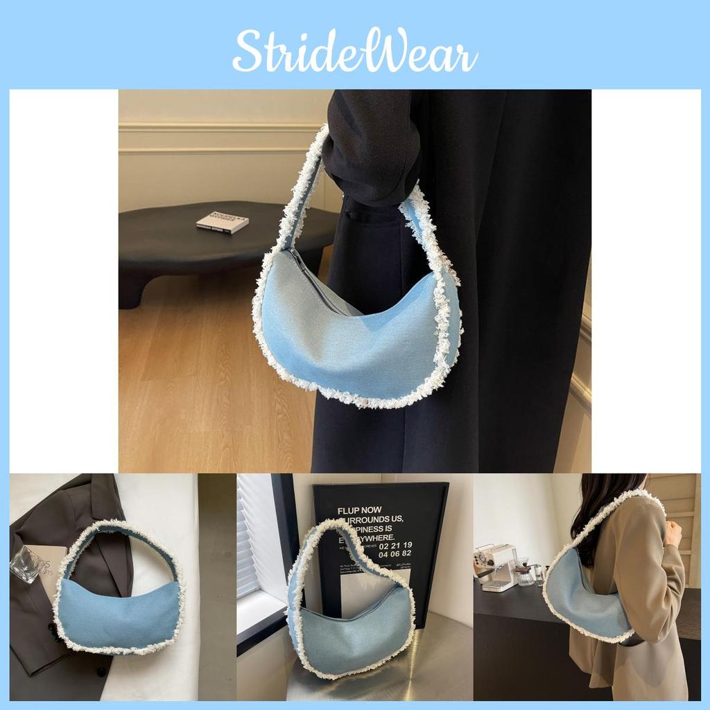 Chic Blue Casual Underarm Bag Fashionable Unique Aesthetic For Everyday Use