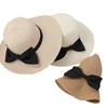 Women's Korean-style straw hat with large brim and bow, face-shading sun hat for outdoor beach use, UV protection, sun-proof straw fisherman hat