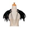 Women's Black Feather Shawl Cape Gothic Feather Shrug Poncho Collar Witch Cosplay Costume for Halloween Carnival