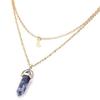Natural Stone Hexagonal Moon Pendant Double-Layer Necklace - Stylish and Unique