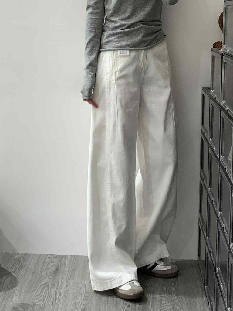 Women's White Wide-Leg High-Waisted Jeans - 2026 Spring/Summer Collection