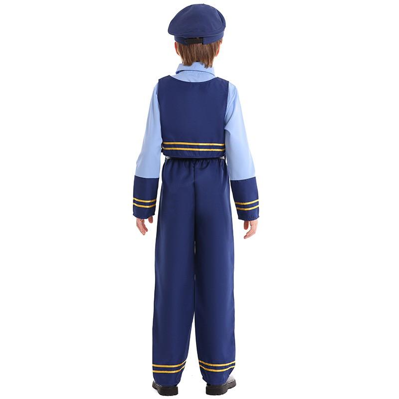 Kids Costume Stage Performance Rabbit Police Officer Outfit Long Sleeve Dance Children 3-8 Years