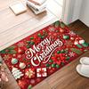 Flannel Merry Christmas Doormat, Absorbent Non-Slip Multi-Design Rug, Machine Washable Christmas Mat for Home Entryway