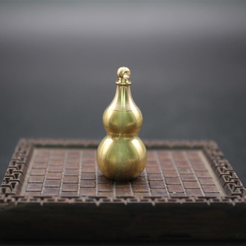 Brass Fu Lu An Kang Auspicious Travel & Wealth Copper Gourd with Bagua Design