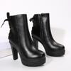 Fashion Block Heel Booties 2025 New Platform High Heels Women's Autumn and Winter Versatile