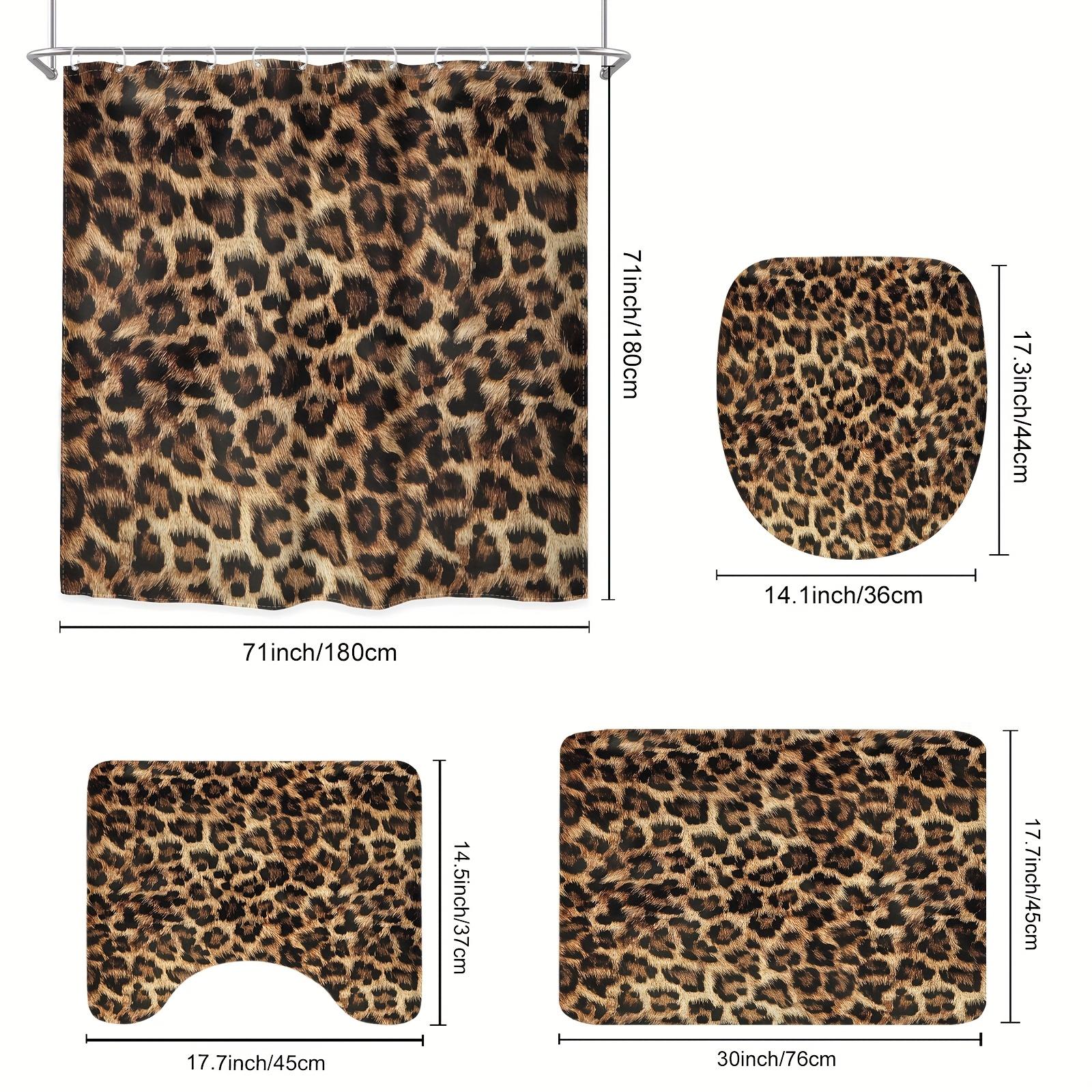 

4Pcs Bathroom Shower Curtain Set Leopard Bathroom Curtain With 12 Hooks Non Slip Rugs Toilet Cover Mat Bathroom Partition 4pcs Shower Curtain Set