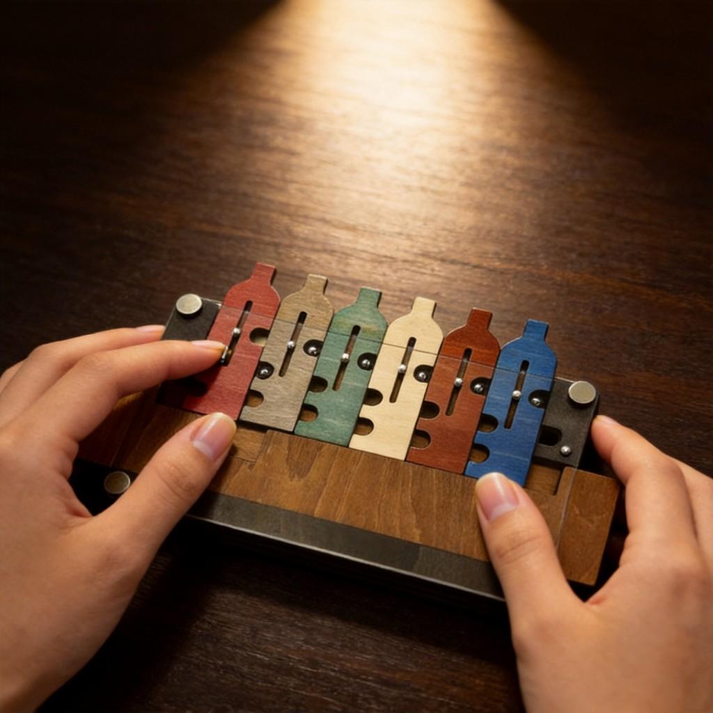 Wooden Puzzle Unlocking Brain Teaser With Tray For Kids And Adults