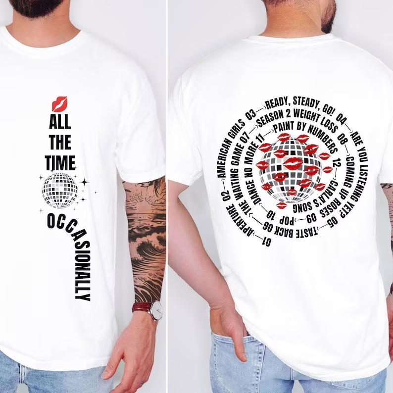 Kiss All The Time Album T-Shirt Harry Styles Vintage Concert Women Men Short Sleeve Harry Inspired Together Concert Streetwear Female Male Clothing