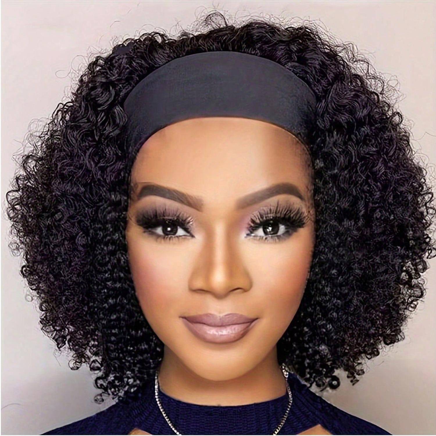 Short Synthetic Bouncy Fluffy Curly Blend Hair Curly Wigs for Black Women Glueless Headband Wig Future Fiber Synthetic Wigs (as the picture,8inches)
