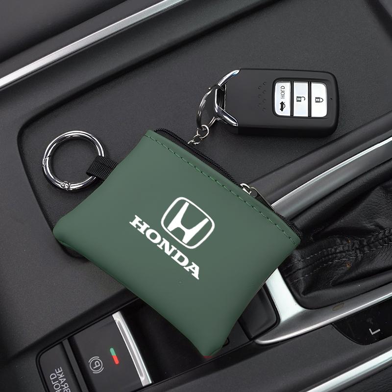 Car Leather Key Case Keychain Mini Storage Bag Auto Accessories For Honda civic accord fit jazz pilot CRV odyssey passport city PS5