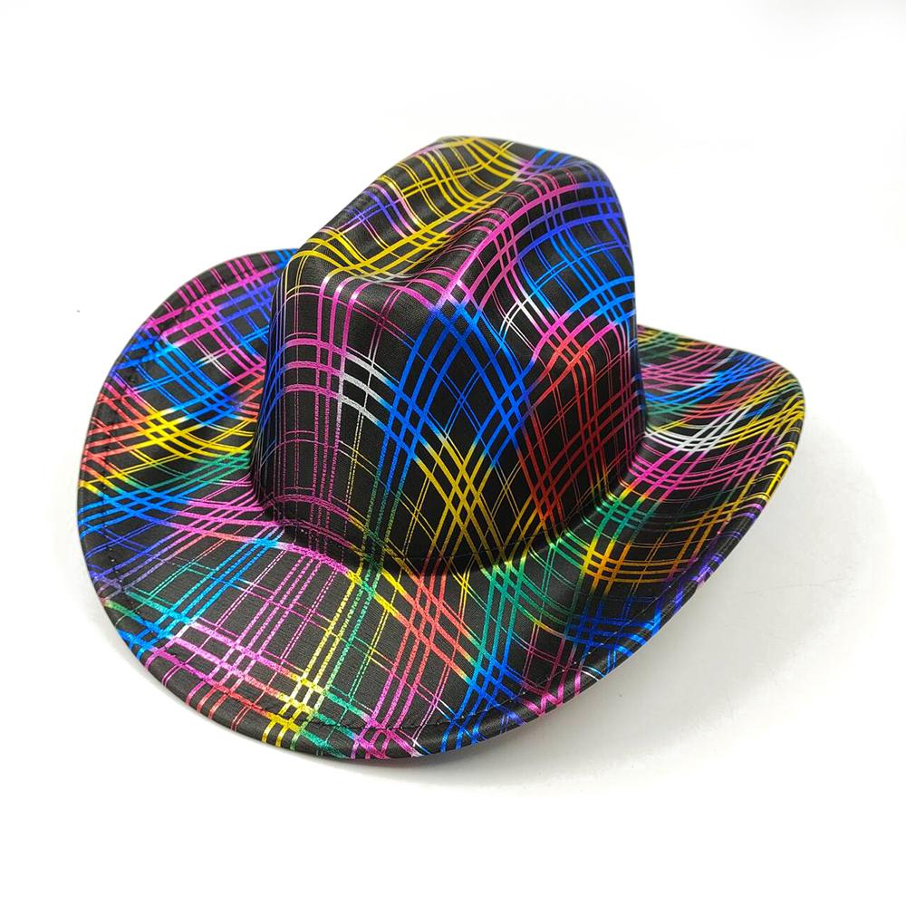 Color Blocks Laser Cowboy hat Western cowboy men and women retro party stage party Cowboy hat outdoor knight hat Wholesale