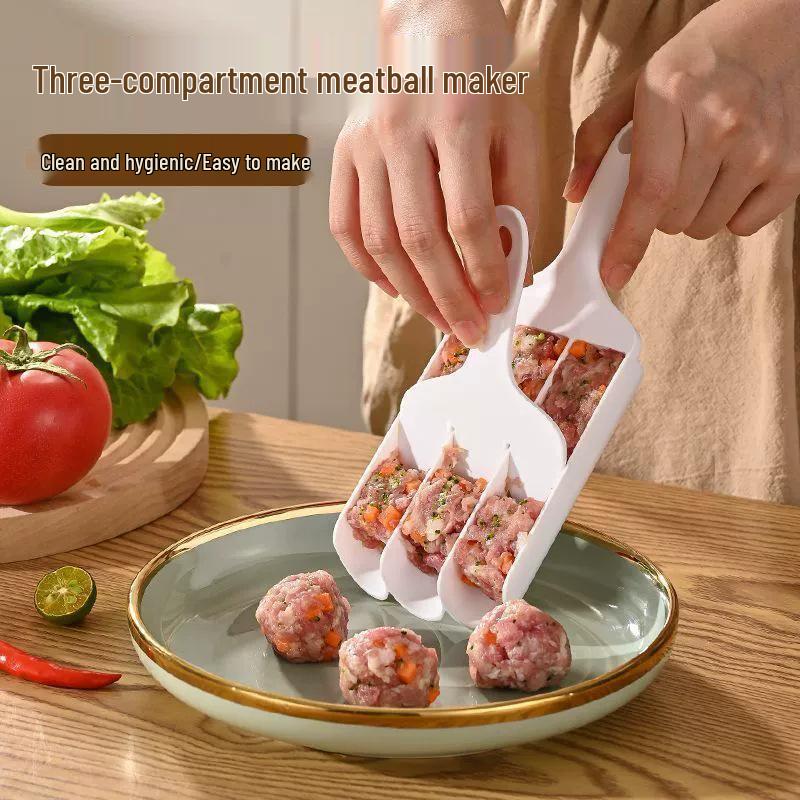 Three-Link Non-Stick Kitchen Meatball Maker - Four-Link Plastic Fish Ball Press Tool
