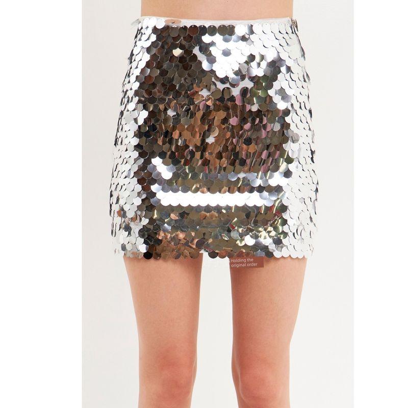 Mirror Large round Sequin Tops + Skirt Fashionable Disco Nightclub Hip Hop Dance Party Fashionable Suit