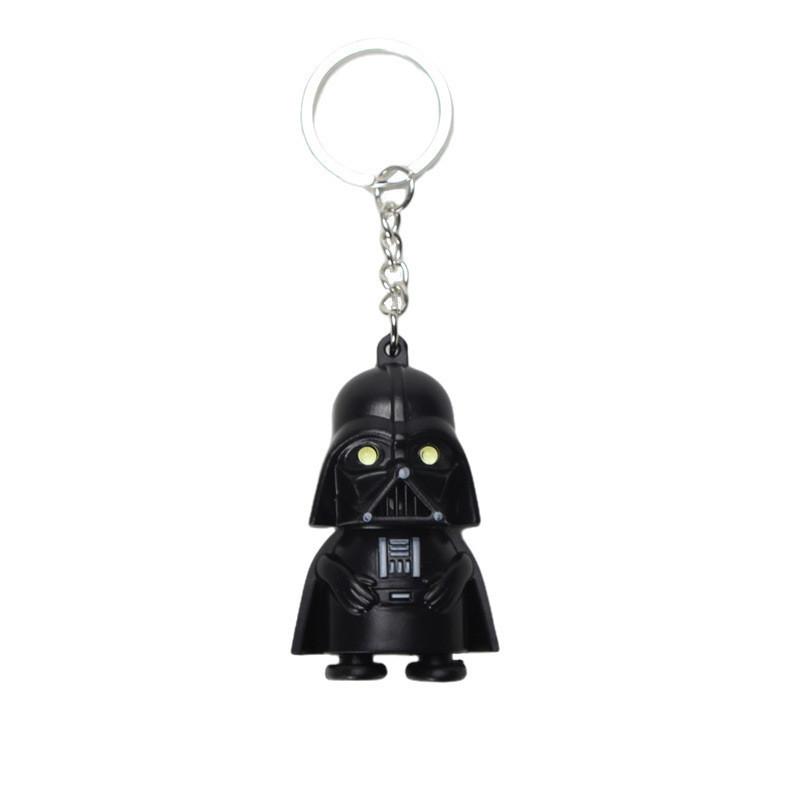 Porte-clés mignon de dessin animé Guerrier Noir Lumière LED Son Enfant Lampe de poche Pendentif de sac Accessoire