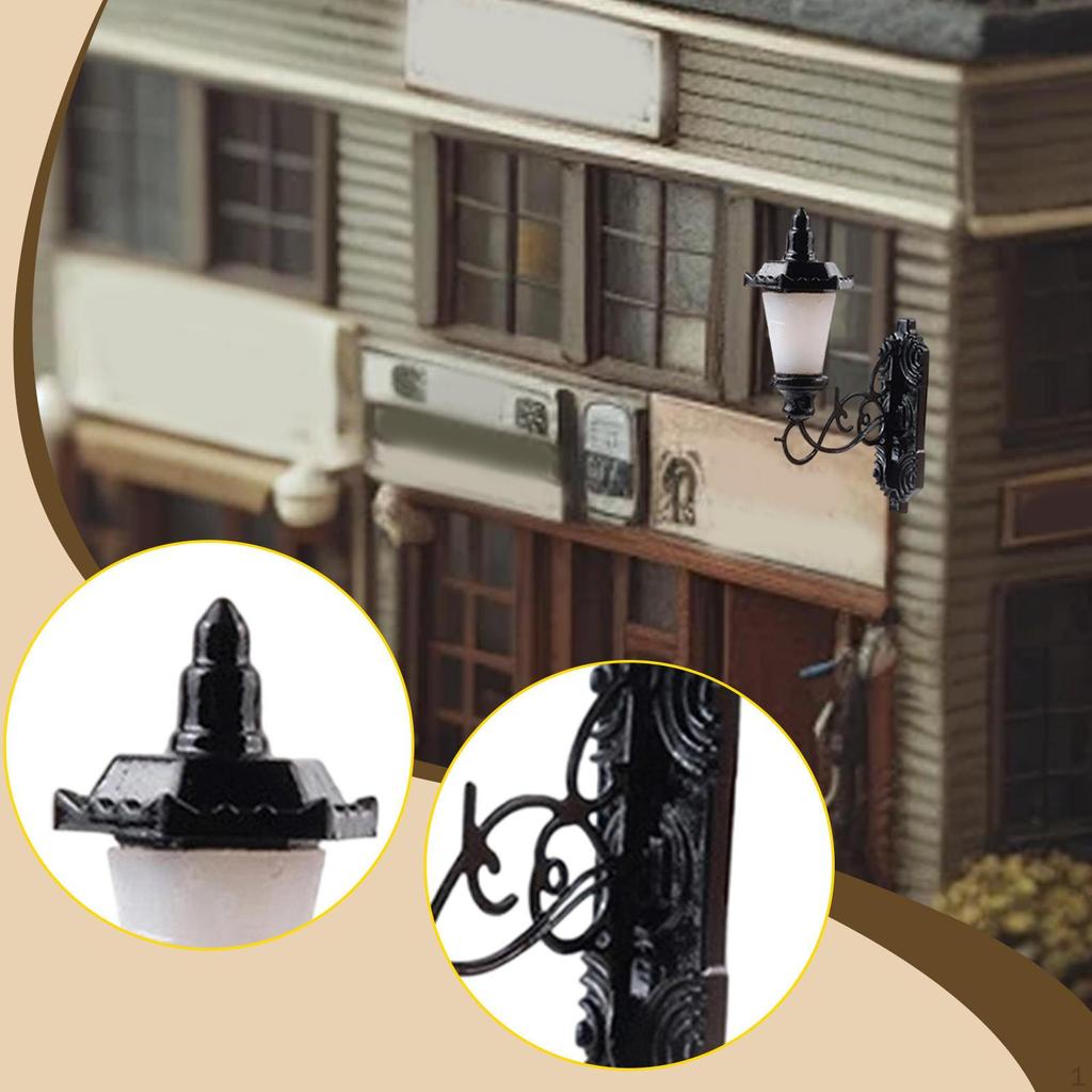 Miniature Wall Lamp Decoration DIY Projects Vintage Garden Model Luminous for 1/64 Building