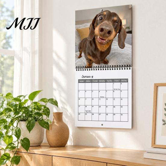 Thick Paper Monthly Journal 2027 Dachshunds Wall Calendar, Sausage Dog Selfies 12 Month Planner, Cute Yearly Appointment Tracker Theme Hanging