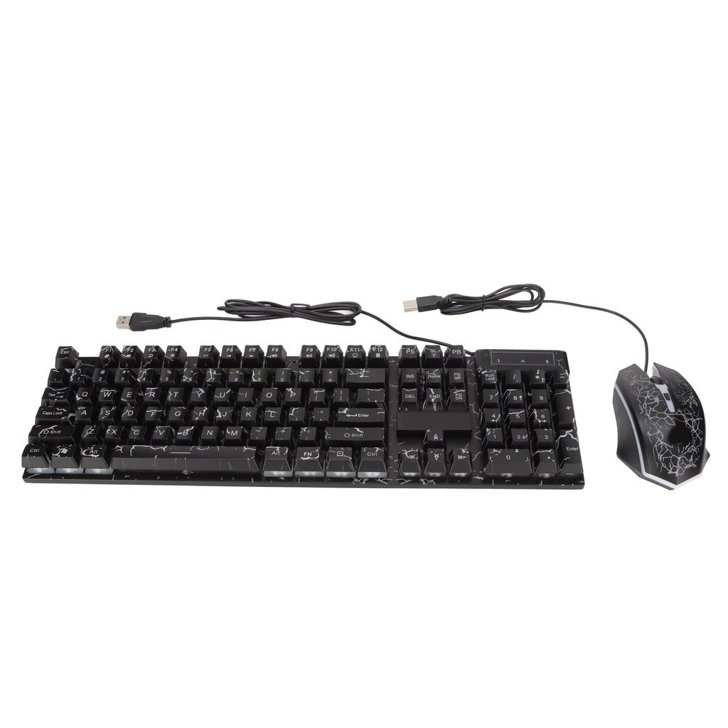 USB Keyboard Mouse Combo Good Resilience Crack Colorful Backlight 104 Keys Clear Characters Gaming