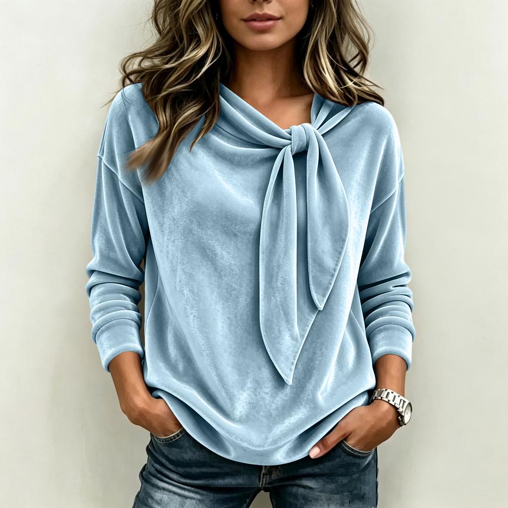 Women's Velvet Blouse with Color Casual Top for Everyday Wear
