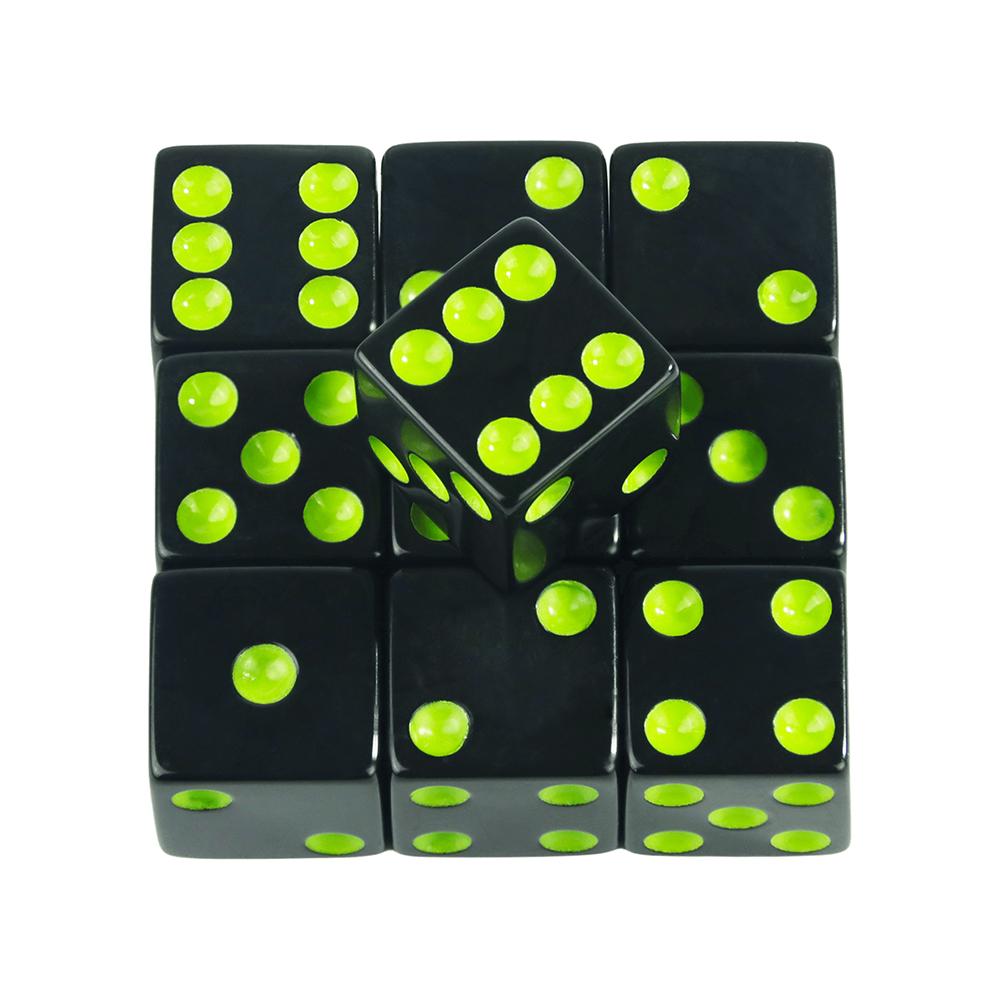 10pcs Game Dice 6 Sided 16mm Black Acrylic Dice Standard Colored Dots for Board Game Classroom Math Accesories