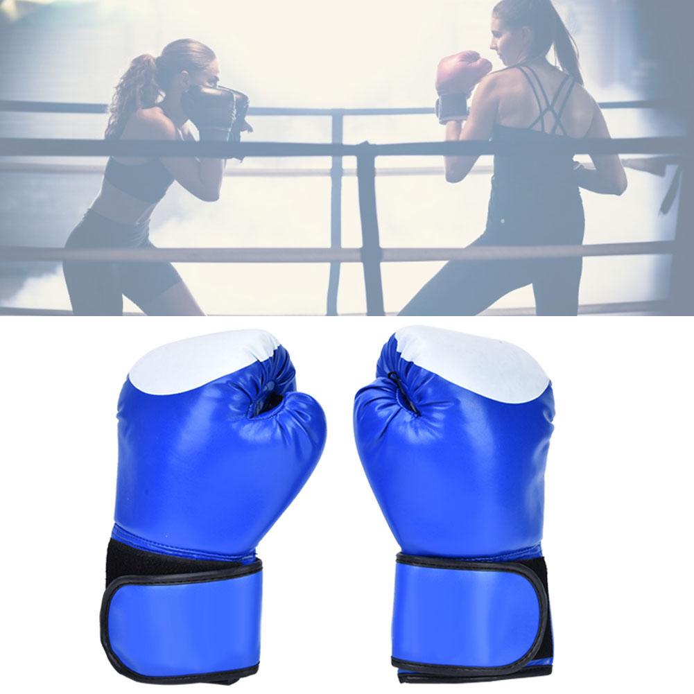 1 Pair PU Leather Boxing Gloves Sanda Punching Sparring Sandbag Training Mitts (Blue)
