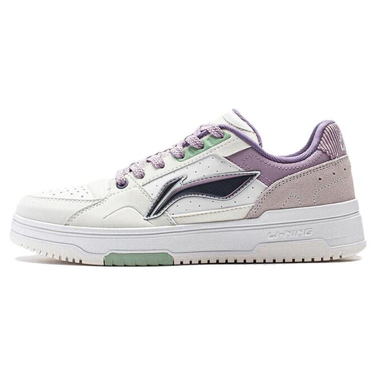 

Новые LiNing Tianji 2.0 Противоскользящие Износостойкие Дышащие Увеличивающие Рост Низкие Кеды для Скейтборда Женские Бело-Фиолетовые AGCT292-3 35.5