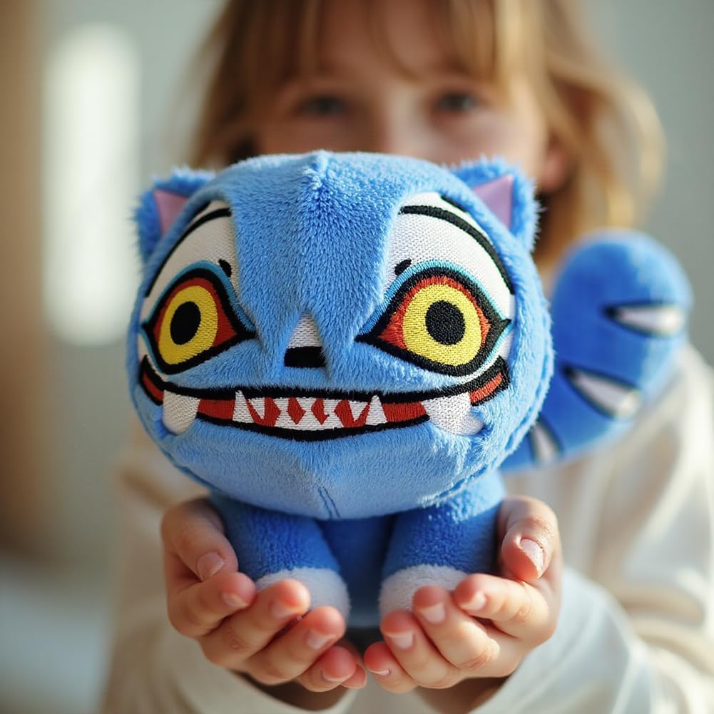 YOUKUKE Demon Hunter Plush Toy, Roaring Tiger Design, Collectible Doll for Kids and Adults, 18*10cm, Blue