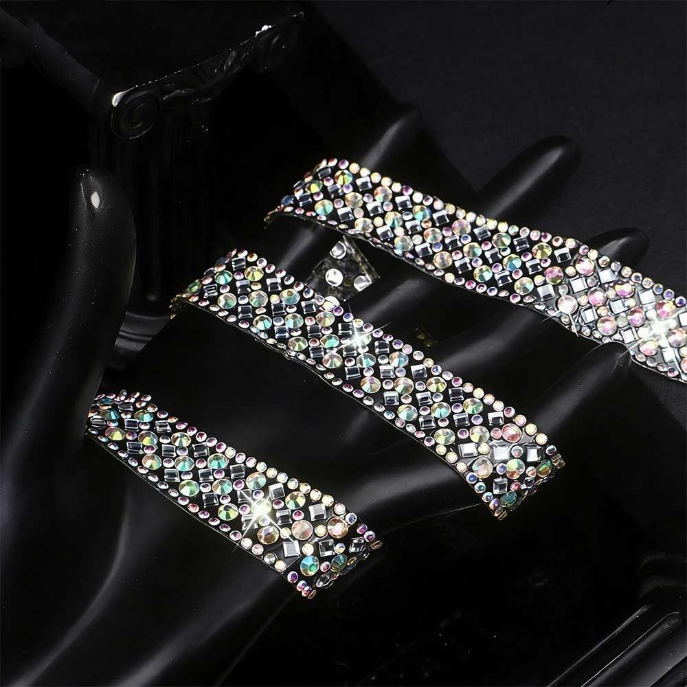 1Yard Glass AB Color Self Adhesive Rhinestone Chain Garment Accessories Decorations Trim Rhinestone Trim Strap