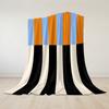 Color-Block Stripes Orange Black Flannel Blanket Warm Soft Halloween Christmas Couch Warm Cozy Decorative Decor For All Season