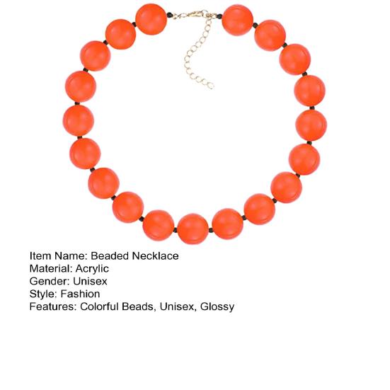 Women Necklace Simple Style 19 Bubblegum Beads Extension Chain Gift Unisex Colorful Beaded Couple Clavicle Necklace for Dating