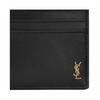 Saint Laurent Ysl Cassandre Mini Leather Card Holder With Bronze Hardware Women Accessories Black 847951-02G0W-1000