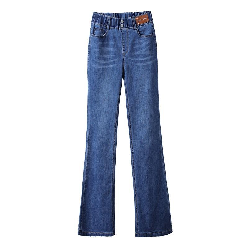 Nine-point micro-pull pants autumn and winter jeans women's, new elastic high-waisted horseshoe flared pants autumn