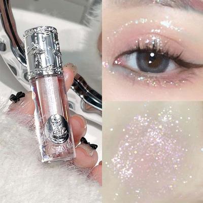 Flüssiger Lidschatten, Perlglanz-Schimmer, langanhaltend, einfarbig, perlmuttartig, fein funkelnde Pailletten, Lidschatten-Highlighter, schnelltrocknender, glänzender Eyeliner