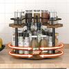 Spices Rack 360° Rotating Seasoning Holder Storage Tray Kitchen Organizer Wooden Oil, Salt, Soy Bottle Storage Rack for Kitchen