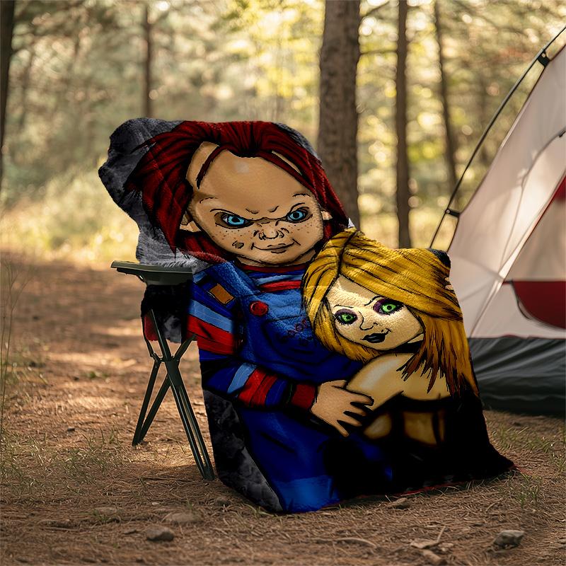 1pc Chucky1 Theme Blanket - Digital Print, Polyester, Cozy for All Seasons, Perfect for Outdoor, Camping, and Travel