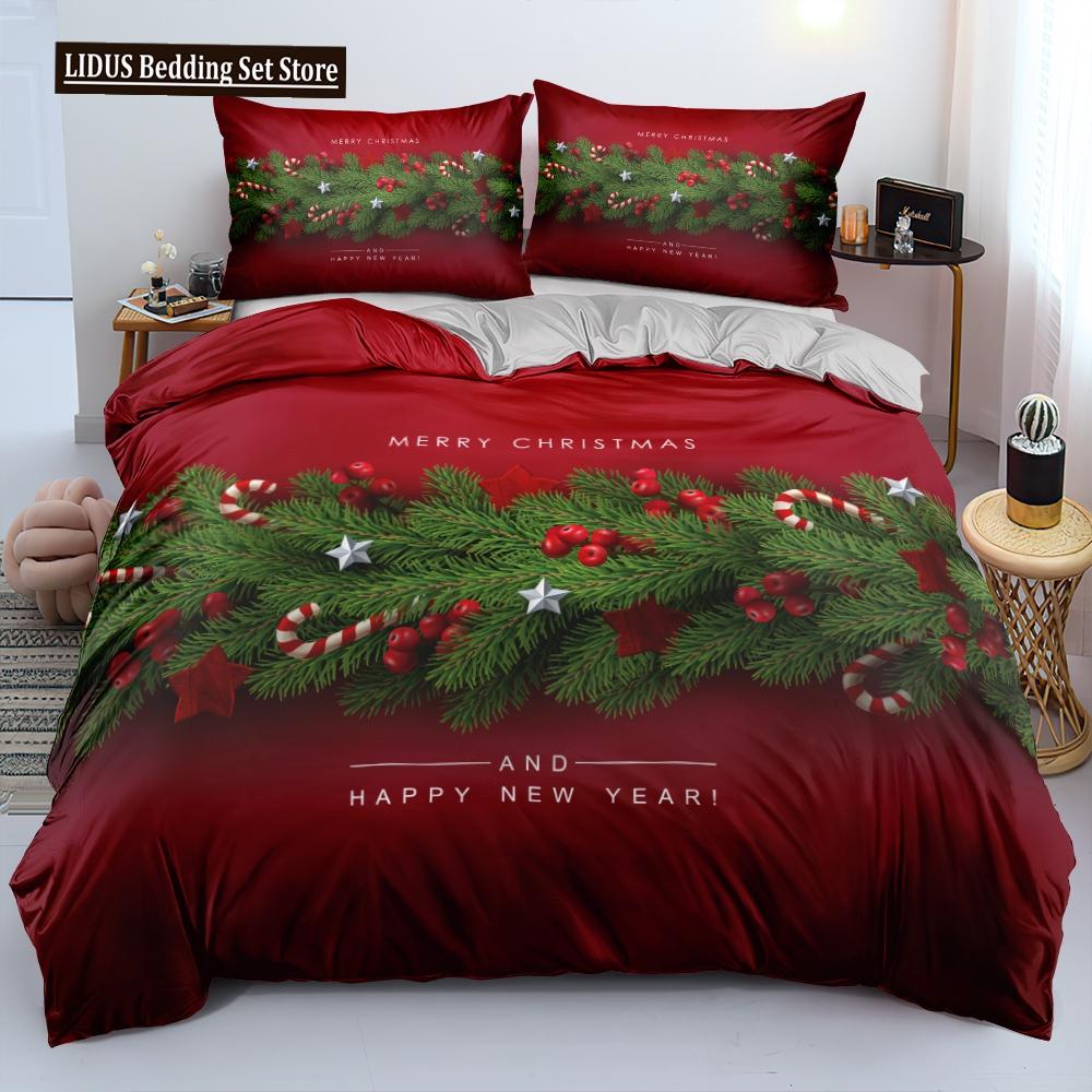 3D Merry Christmas Duvet Cover Set And Pillowcase(s) King/Queen/Double Quilt Covers Set 3D Bedding Sets Queen Size 2/3pcs