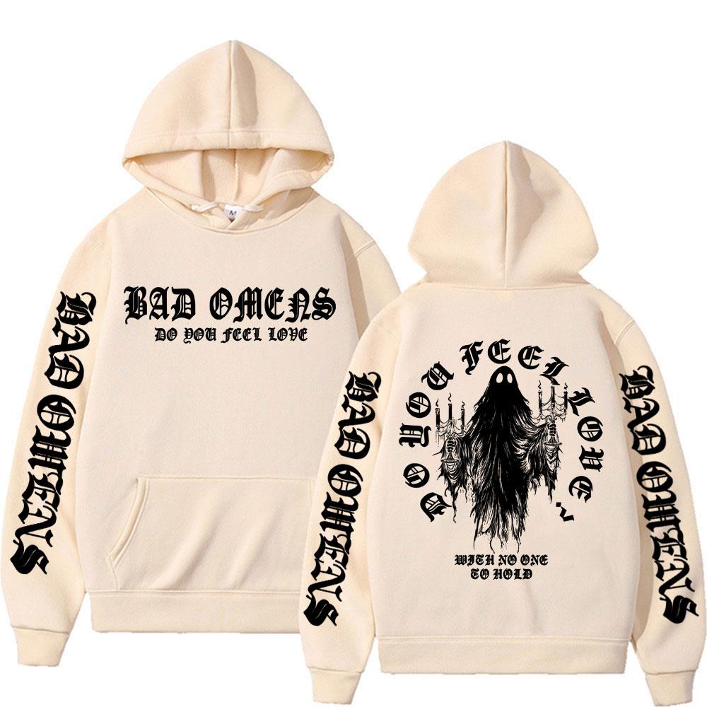 Bad Omens Do You Feel Love Geisterprint Kapuzenpullover Herren Damen Mode Gothic Freizeit Bodywarmer Mit Kapuze Hohe Qualität Fleece Sweatshirts