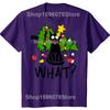 Funny Black Cat Christmas Tree Merry Xmas Humor Cat What Tshirts Men Fashion Cotton Oversized Crewneck Collar Hip Hop T Shirt