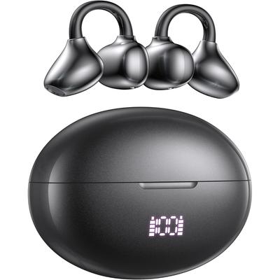 Clip-On Earbuds In Ear Headphones Wireless Bluetooth 6.1 Earphones with C-Shaped Design 80H HiFi Sound Touch Control Headsets for Sports/Office/Music